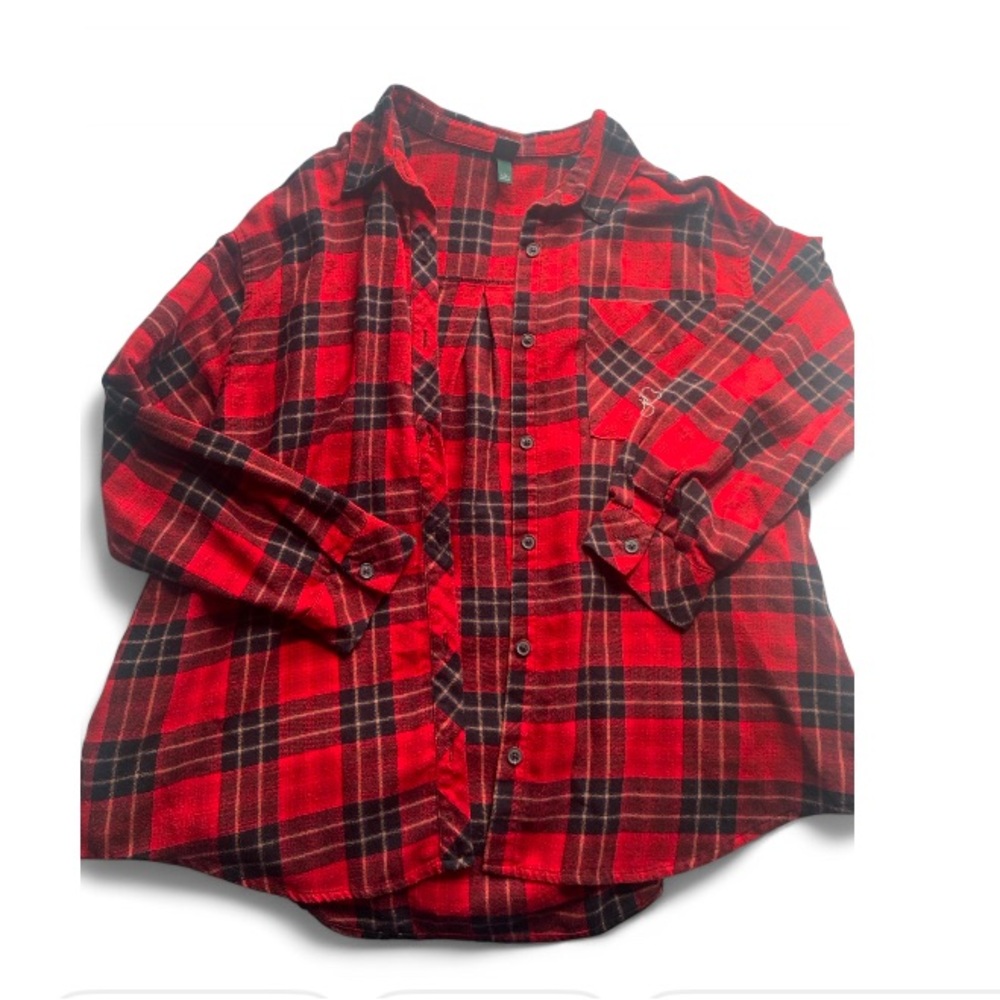 Classic Red and Black Flannel Button Down Shirt
